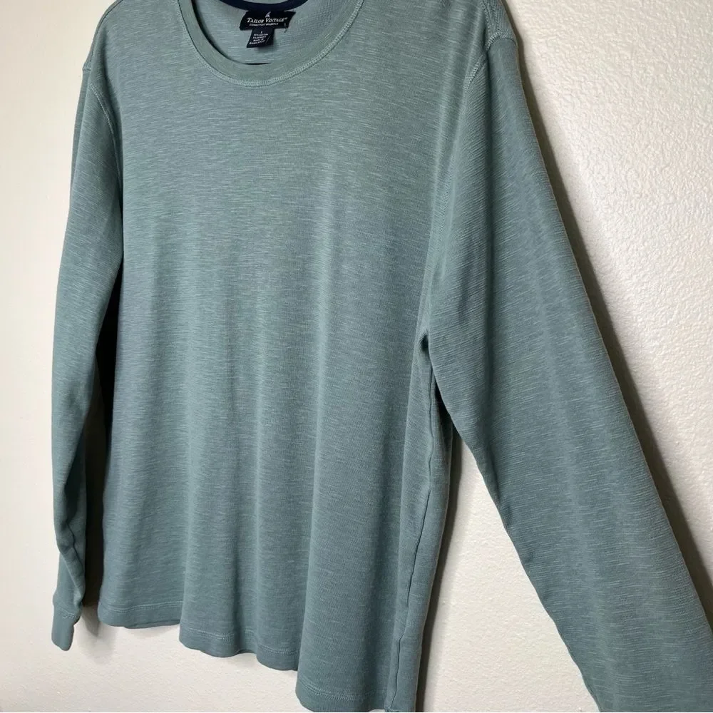 Tailor Vintage Round Neck Long Sleeve Performance Airotec Green Shirt Men Large